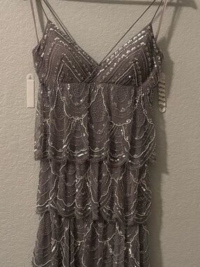Vintage Sue Wong 100% Silk Beaded Tiered Dress - Fits Size 4/6 (Altered)